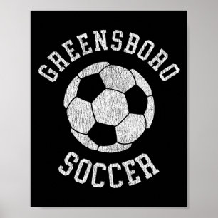 Póster Greensboro Fútbol Retro Deteriorado Años 90 Vintag