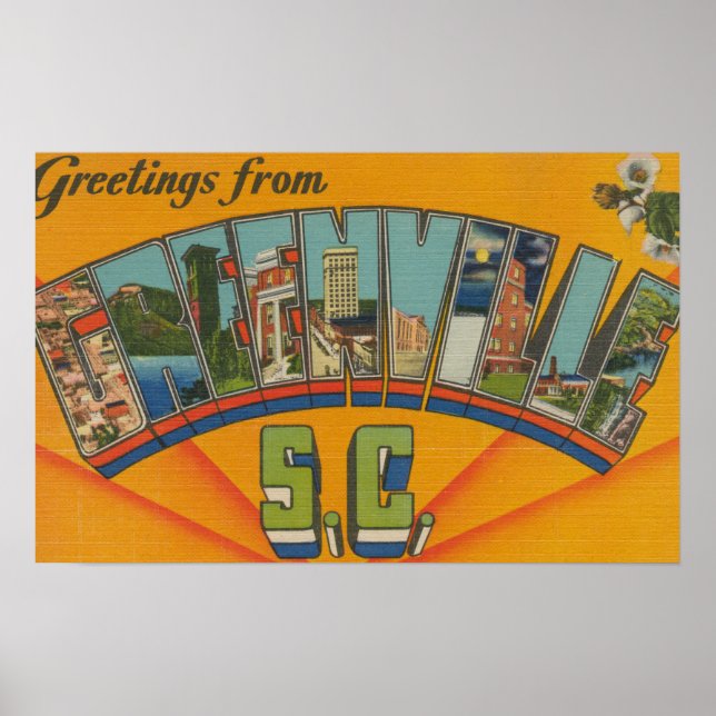 Póster Greenville, Carolina del Sur - Escenas de letras g (Frente)