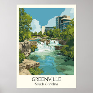 Póster Greenville Carolina del Sur Falls Park