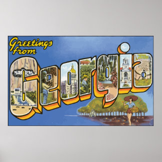 Póster Greetings From Georgia, Vintage