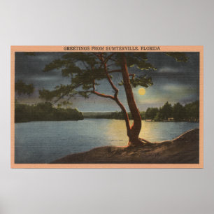 Póster Greetings from Sumterville, Florida - Moon