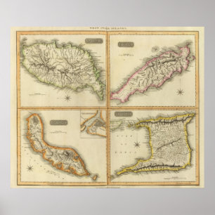 Póster Grenada, Tobago, Trinidad, Curacao