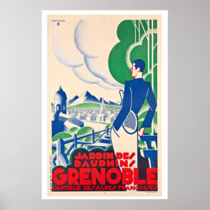 Póster Grenoble Capital de los Alpes franceses Viaje Vint