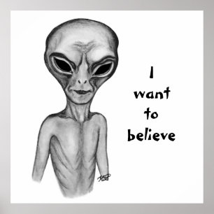 Póster Grey Alien , I want to believe