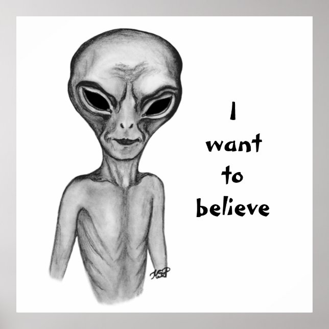 Póster Grey Alien , I want to believe (Frente)