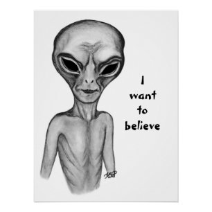 Póster Grey Alien , quiero creer