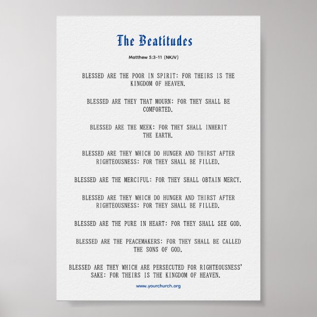 Póster Grey and Blue Beatitudes Inspiration (Frente)