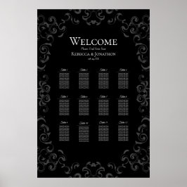 Póster Grey & Black Swirl Gothic Wedding