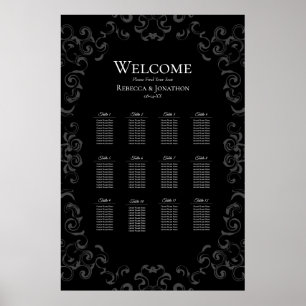 Póster Grey & Black Swirl Gothic Wedding