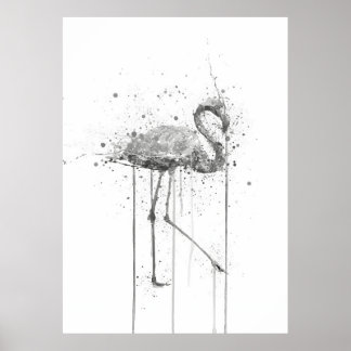 Póster Grey Pink Flamingo