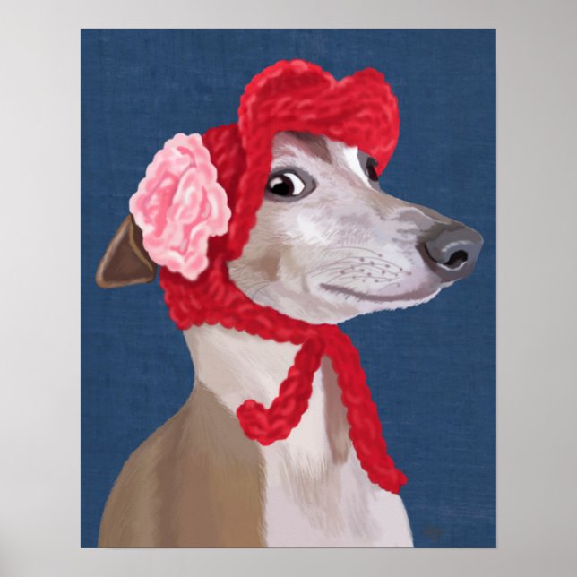 Póster Greyhound con el Gorra Red Wooly (Frente)