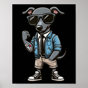Póster Greyhound I Love Dad Funny Dog Tattoo