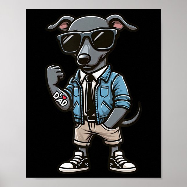 Póster Greyhound I Love Dad Funny Dog Tattoo (Frente)
