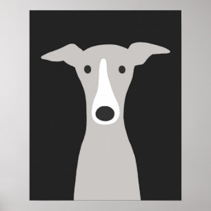 Póster Greyhound Italiano Greyhound Cute Whippet Dog