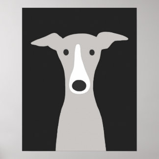 Póster Greyhound Italiano Greyhound Cute Whippet Dog