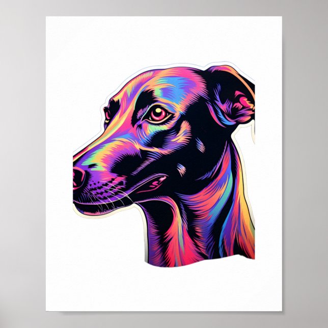 Póster Greyhound Neon Design (Frente)