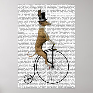 Póster Greyhound on Black Penny Farthing Bike