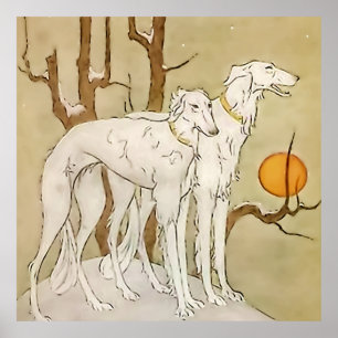 Póster “Greyhounds en invierno” de Marjorie Miller