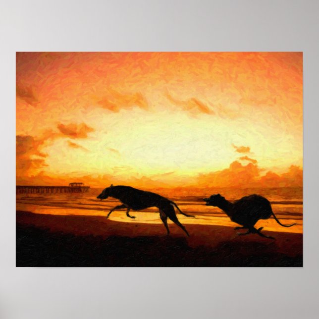 Póster Greyhounds en la playa (Frente)