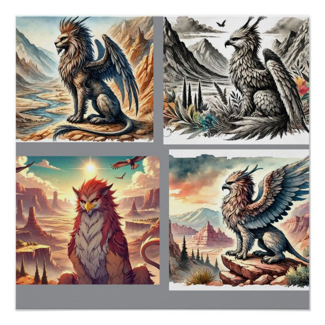 Póster Griffins, Dragons, & Desolate landscapes (Anverso)