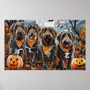 Póster Grifón de caza de pelo duro Halloween espeluznante