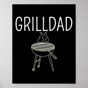 Póster Grill Dad - Papá Del Año Funny Bbq Experto Humo