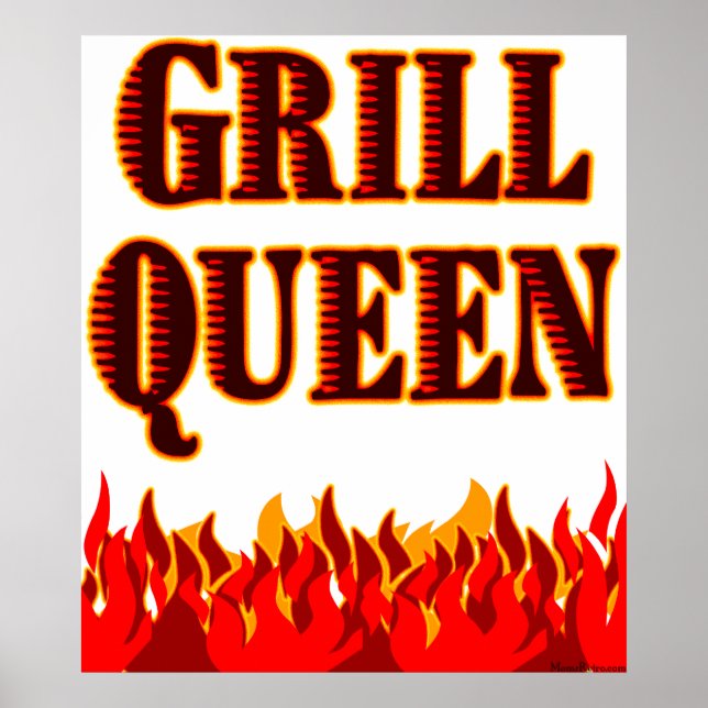Póster Grill Queen Red Flames BBQ Art Poster (Frente)