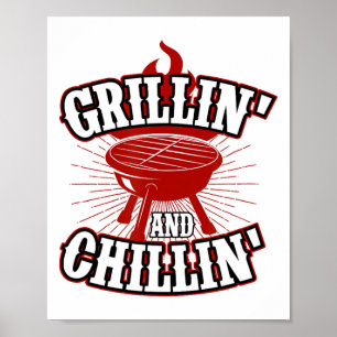 Póster Grillín Y Chillin - 4 De Julio Hamburger Grilli