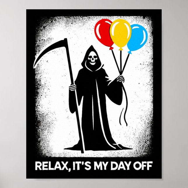Póster Grim Reaper Day Off Funny Halloween Grim Rea (Frente)