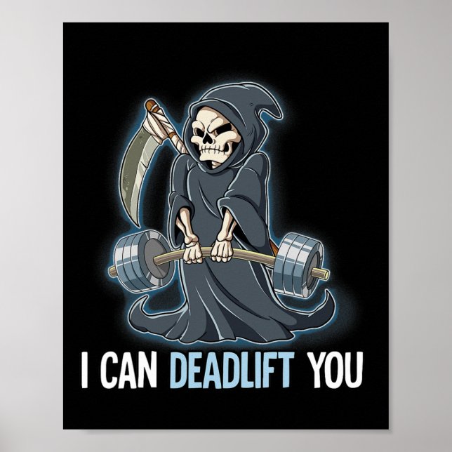 Póster Grim Reaper Gym Weight Training I Can Deadlift You (Frente)