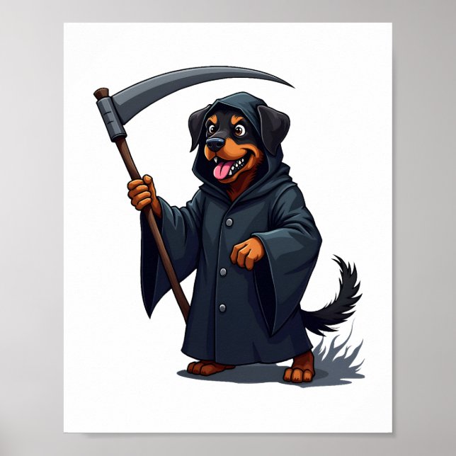 Póster Grim Reaper Rottweiler Dog (Frente)