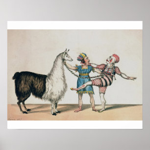 Póster Grimaldi y la alpaca, en la pantomima popular