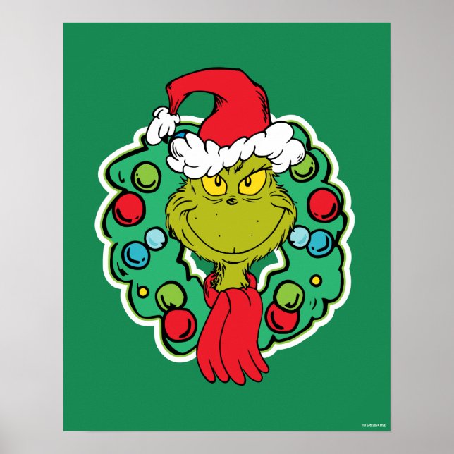 Póster Grinch | Corona de Navidad (Frente)