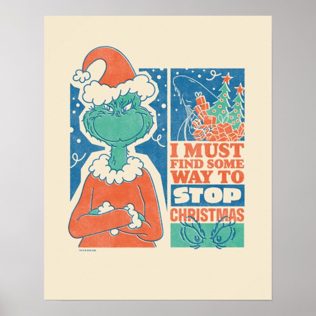 Póster Grinch | Detener Navidad Gráfico Antiguo (Frente)