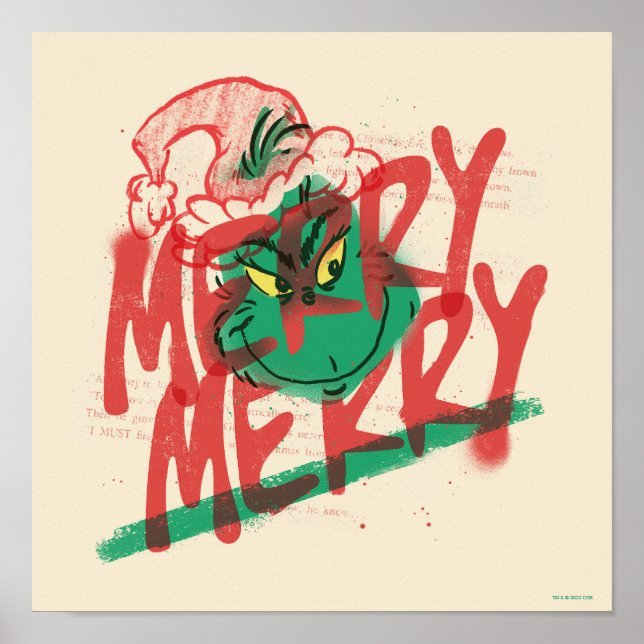 Póster Grinch | Gráfica Merry Merry Grunge (Frente)