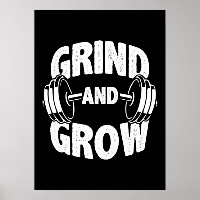 Póster Grind and Grow - Motivación de entrenamiento de gi (Frente)