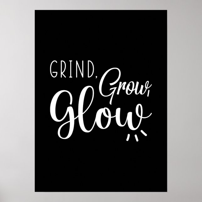 Póster Grind, Grow, Glow, Gym, Hustle, Success Motivation (Frente)