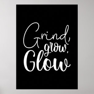 Póster Grind, Grow, Glow, Hustle, Gym, Success Motivation