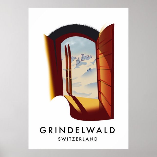 Póster Grindelwald Switzerland ski poster (Frente)