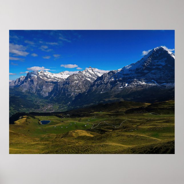 Póster Grindelwald y los Alpes suizos (Frente)