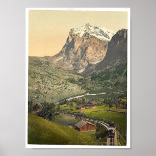 Póster Grindelwald y Monte Wetterhorn, Bernese Oberland