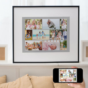 Póster Gris al estilo de la masonería del Collage de foto