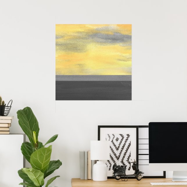 Póster Gris amarillo Resumen moderno (Oficina en casa)