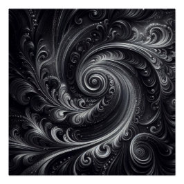 Póster Gris blanco negro Resumen Moderno Swirl sencillo