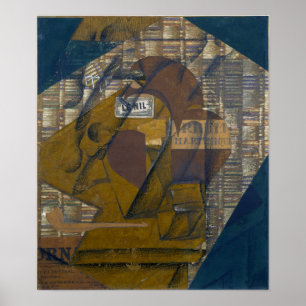 Póster Gris - Botella De Rum Y Periódico