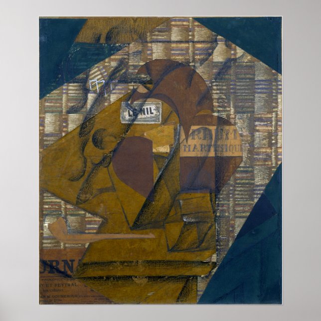 Póster Gris - Botella De Rum Y Periódico (Frente)