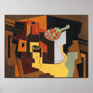 Póster Gris - Botella y frutero
