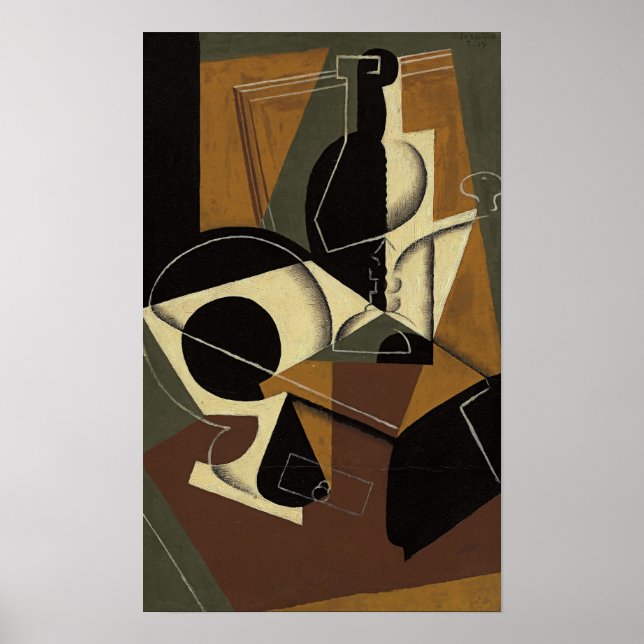 Póster Gris - Cafetería Y Botella (Frente)