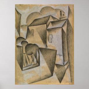 Póster Gris - Casas En París