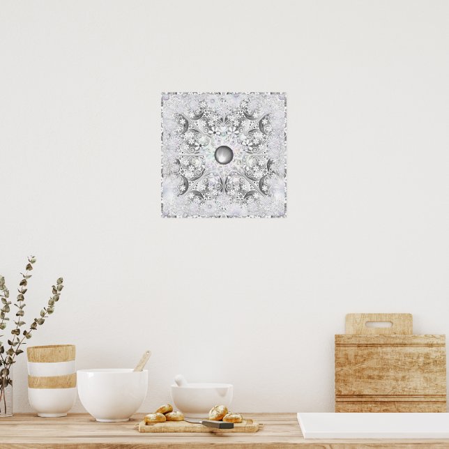 Póster Gris de encaje cerámico y copo de nieve (Cocina)